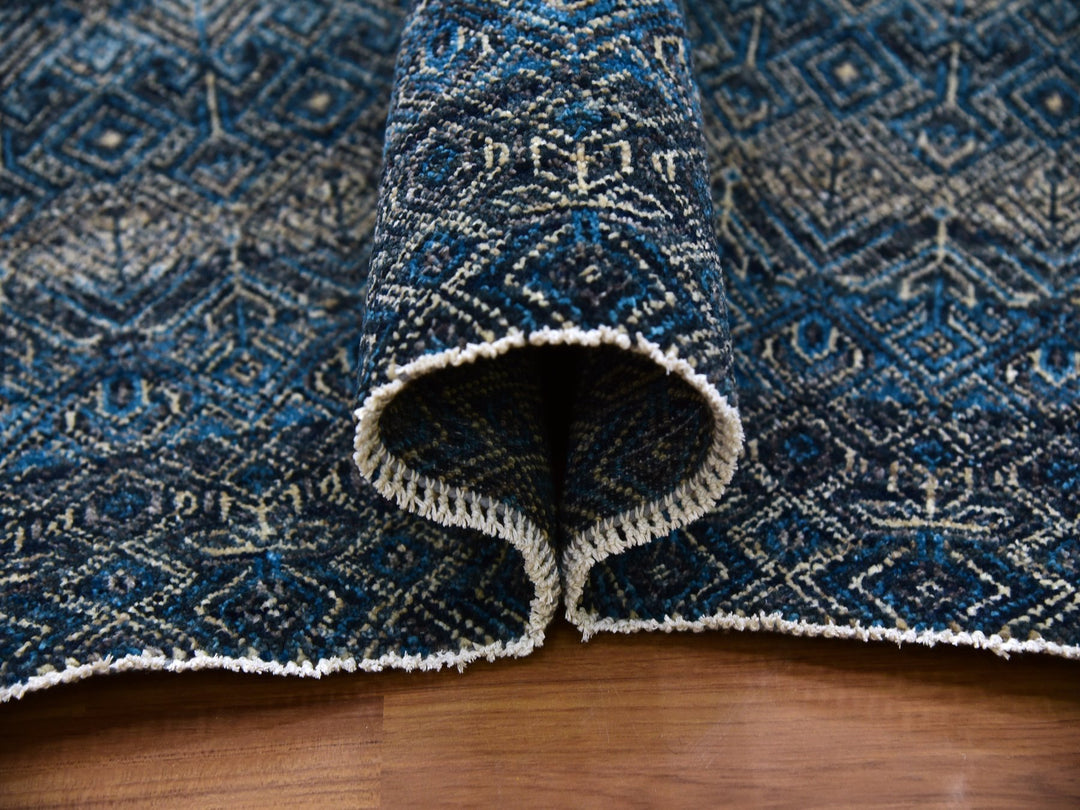 8'0" x 10'0" New Hand Knotted Blue Wool Rectangle Oriental Rug - MOA10279464
