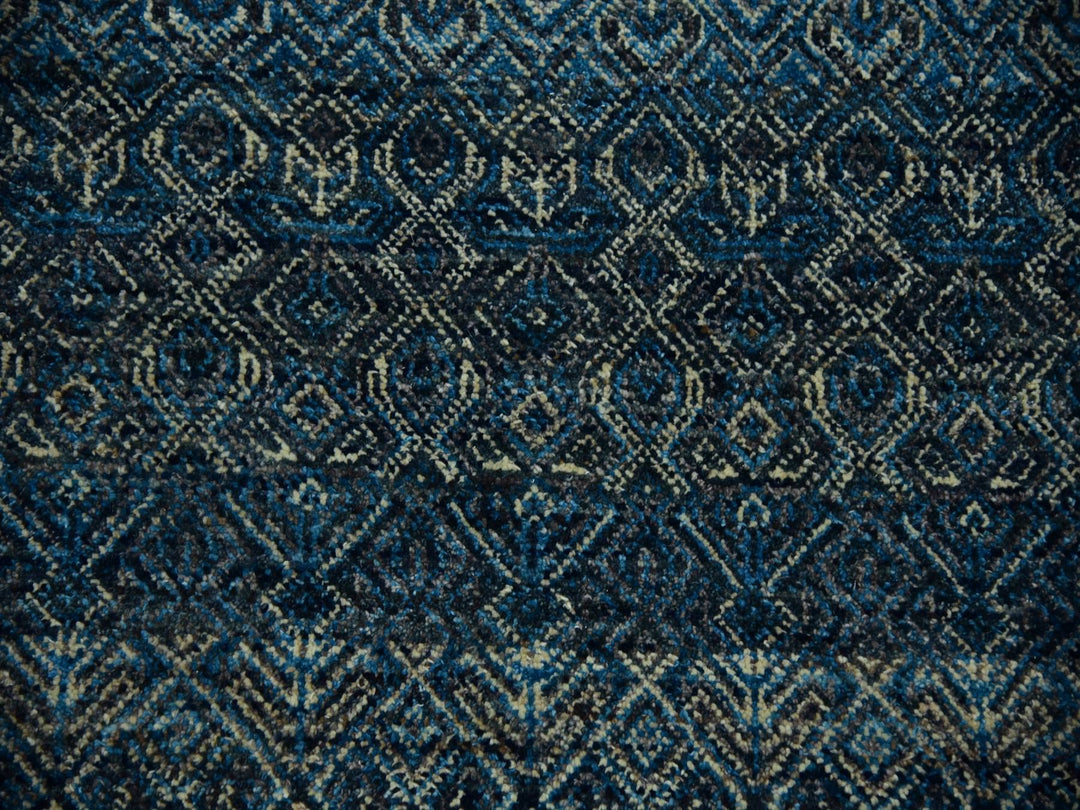 8'0" x 10'0" New Hand Knotted Blue Wool Rectangle Oriental Rug - MOA10279464