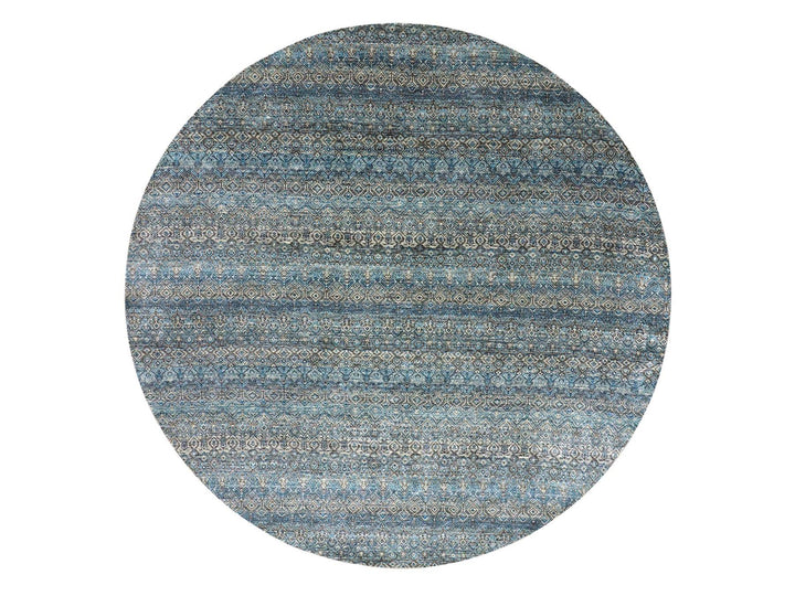 10'0" x 10'0" New Hand Knotted Blue Wool Round Oriental Rug - MOA10279465