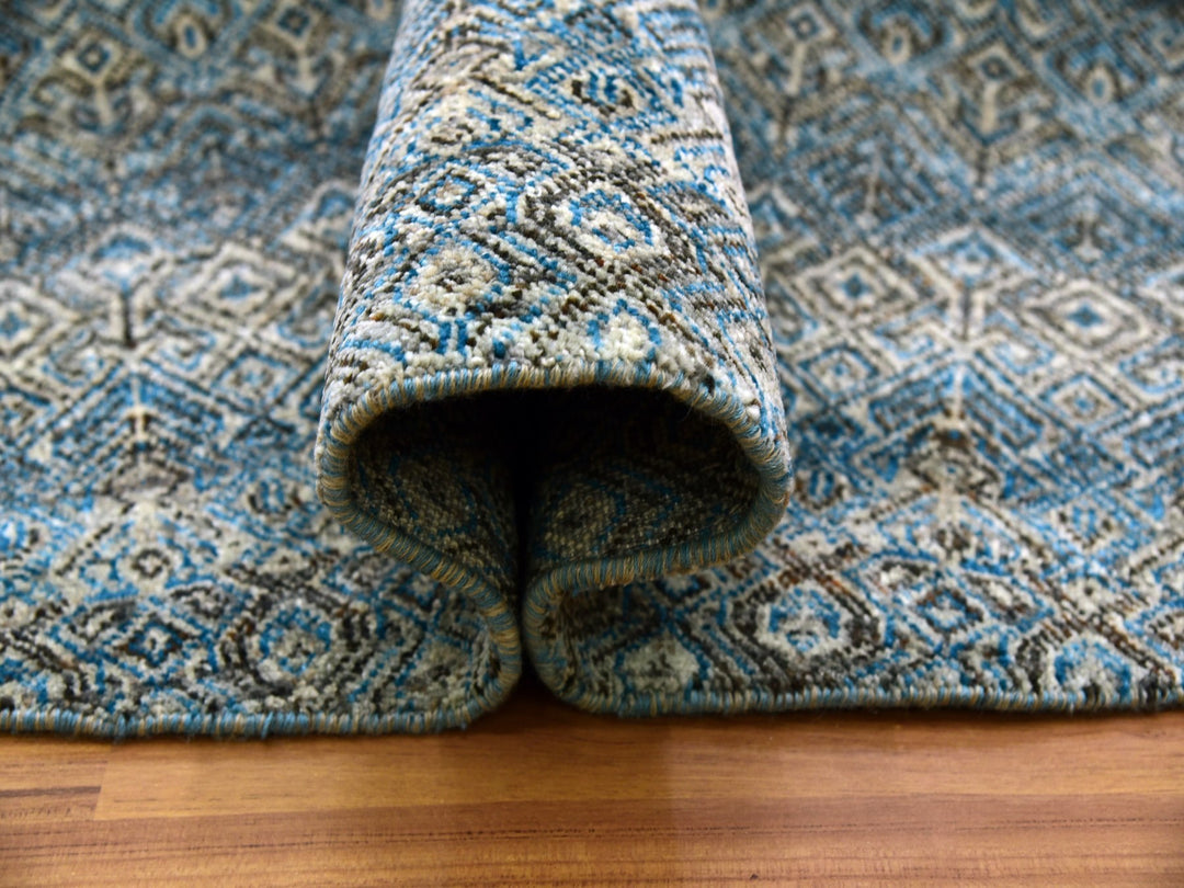 10'0" x 10'0" New Hand Knotted Blue Wool Round Oriental Rug - MOA10279465