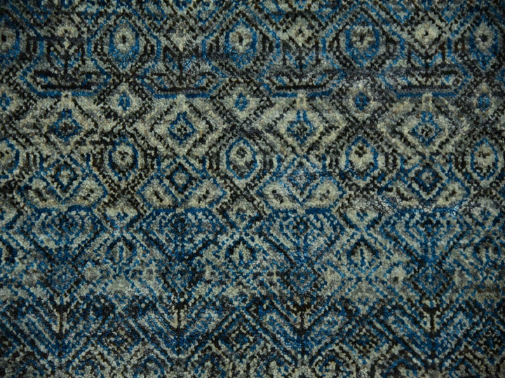 10'0" x 10'0" New Hand Knotted Blue Wool Round Oriental Rug - MOA10279465