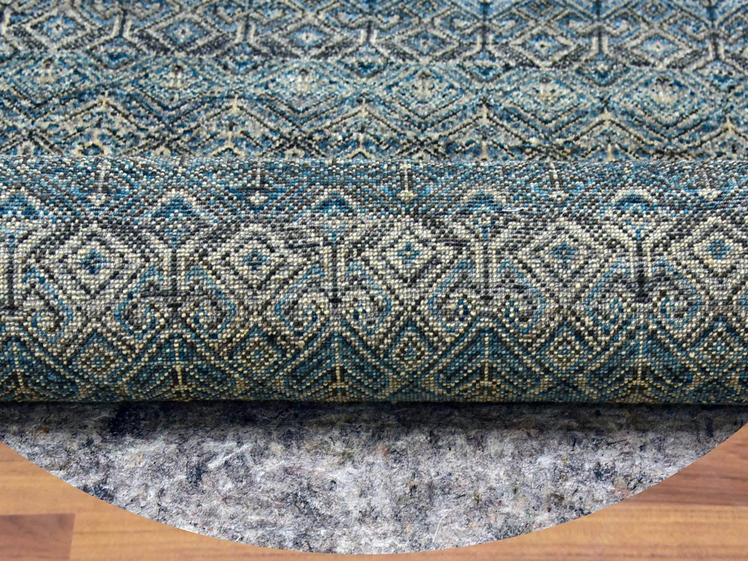 8'0" x 8'0" New Hand Knotted Blue Wool Round Oriental Rug - MOA10279466