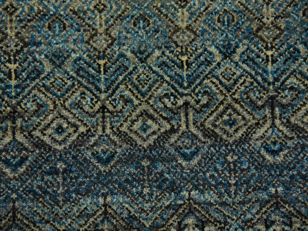 8'0" x 8'0" New Hand Knotted Blue Wool Round Oriental Rug - MOA10279466
