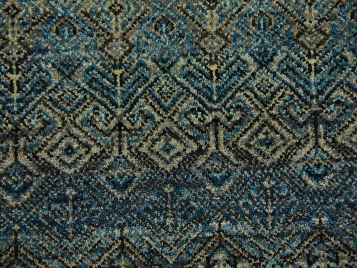 8'0" x 8'0" New Hand Knotted Blue Wool Round Oriental Rug - MOA10279466