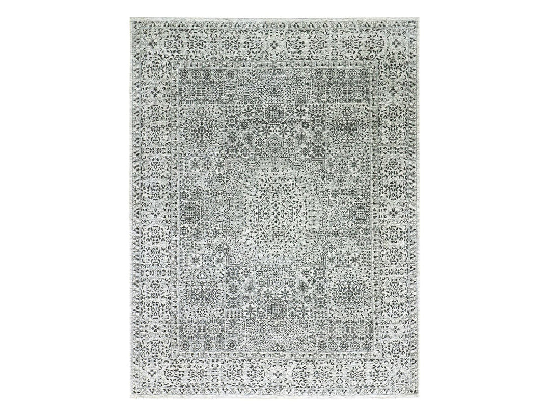 9'1" x 12'0" New Hand Knotted Ivory Wool Rectangle Oriental Rug - MOA10279469