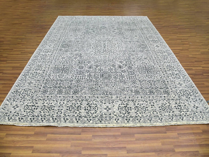 9'1" x 12'0" New Hand Knotted Ivory Wool Rectangle Oriental Rug - MOA10279469