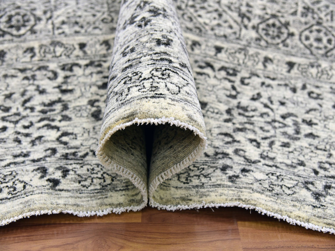 9'1" x 12'0" New Hand Knotted Ivory Wool Rectangle Oriental Rug - MOA10279469