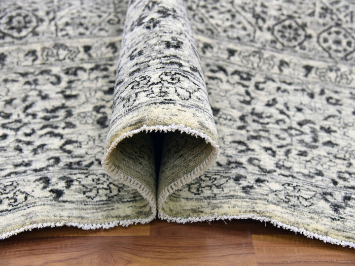 9'1" x 12'0" New Hand Knotted Ivory Wool Rectangle Oriental Rug - MOA10279469
