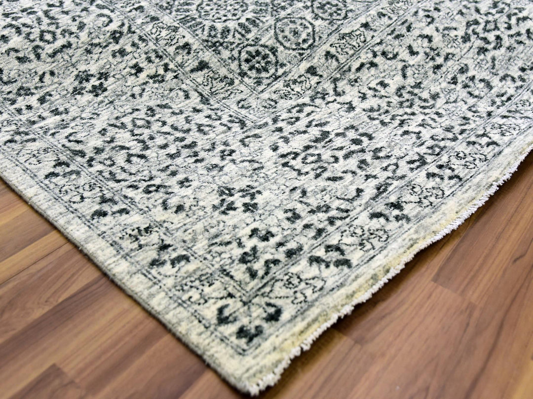 9'1" x 12'0" New Hand Knotted Ivory Wool Rectangle Oriental Rug - MOA10279469