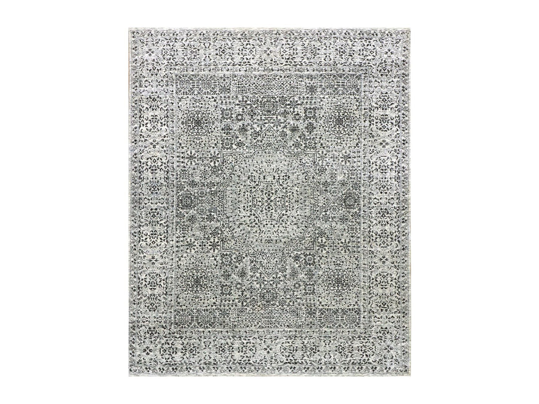 8'0" x 9'10" New Hand Knotted Ivory Wool Rectangle Oriental Rug - MOA10279471
