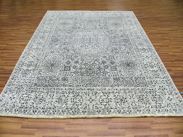 8'0" x 9'10" New Hand Knotted Ivory Wool Rectangle Oriental Rug - MOA10279471