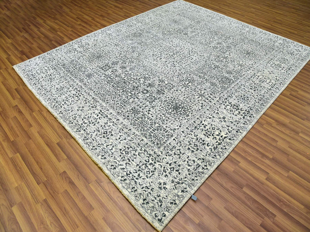 8'0" x 9'10" New Hand Knotted Ivory Wool Rectangle Oriental Rug - MOA10279471