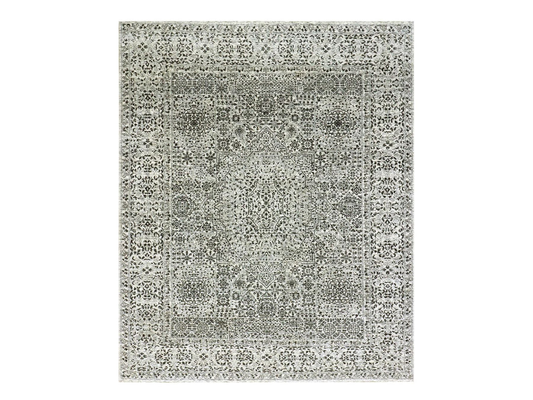 8'1" x 10'0" New Hand Knotted Ivory Wool Rectangle Oriental Rug - MOA10279472