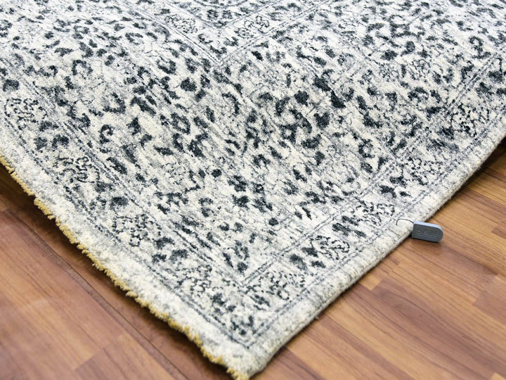 8'1" x 10'0" New Hand Knotted Ivory Wool Rectangle Oriental Rug - MOA10279472