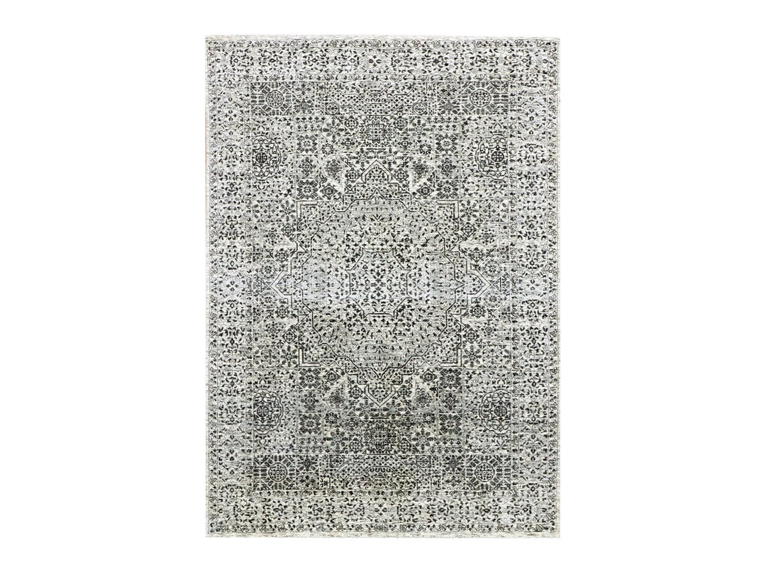 6'1" x 9'3" New Hand Knotted Ivory Wool Rectangle Oriental Rug - MOA10279473