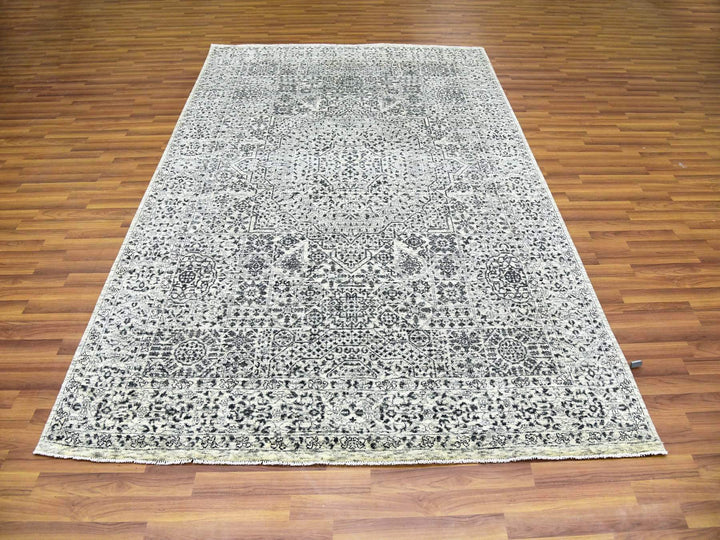 6'1" x 9'3" New Hand Knotted Ivory Wool Rectangle Oriental Rug - MOA10279473