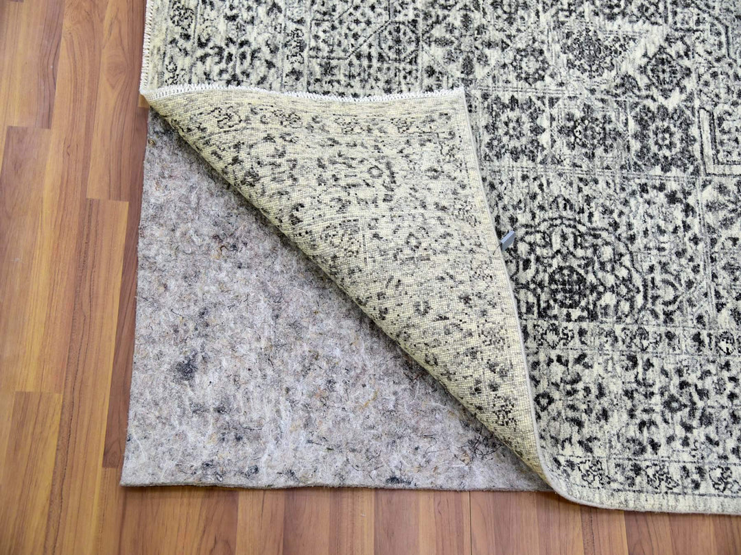 6'1" x 9'3" New Hand Knotted Ivory Wool Rectangle Oriental Rug - MOA10279473