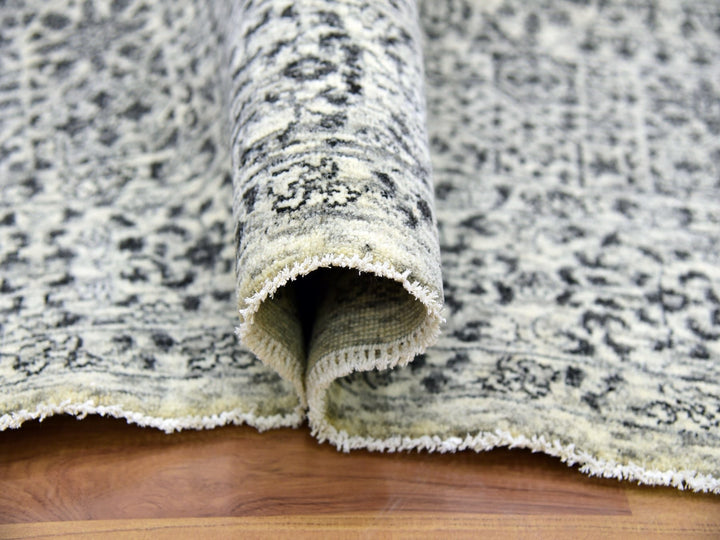 6'1" x 9'3" New Hand Knotted Ivory Wool Rectangle Oriental Rug - MOA10279473