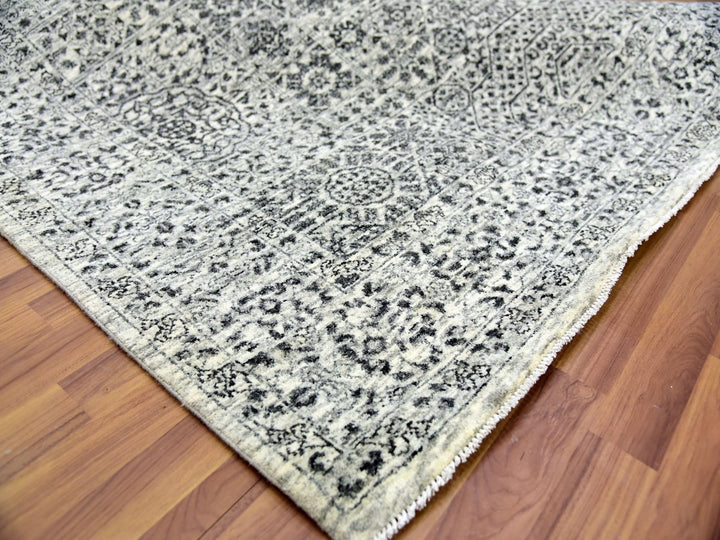 6'1" x 9'3" New Hand Knotted Ivory Wool Rectangle Oriental Rug - MOA10279473