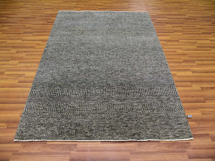 5'2" x 7'0" New Hand Knotted Grey Wool Rectangle Oriental Rug - MOA10279478
