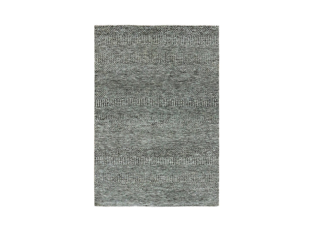 4'2" x 6'0" New Hand Knotted Grey Wool Rectangle Oriental Rug - MOA10279479