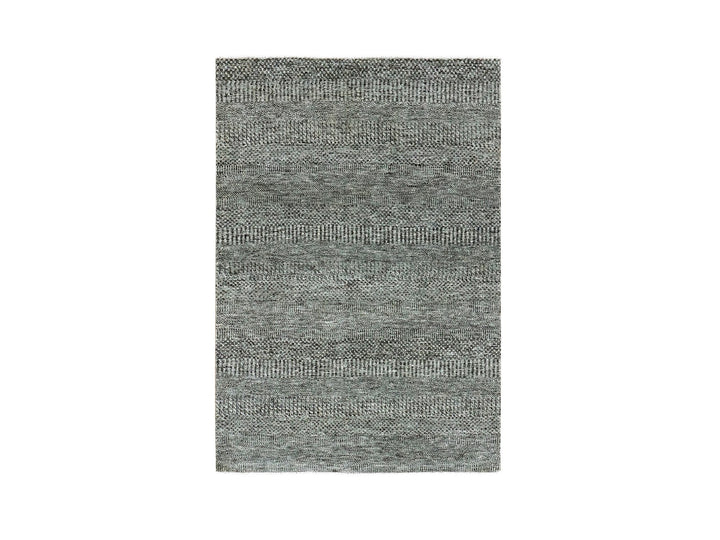 4'2" x 6'0" New Hand Knotted Grey Wool Rectangle Oriental Rug - MOA10279479