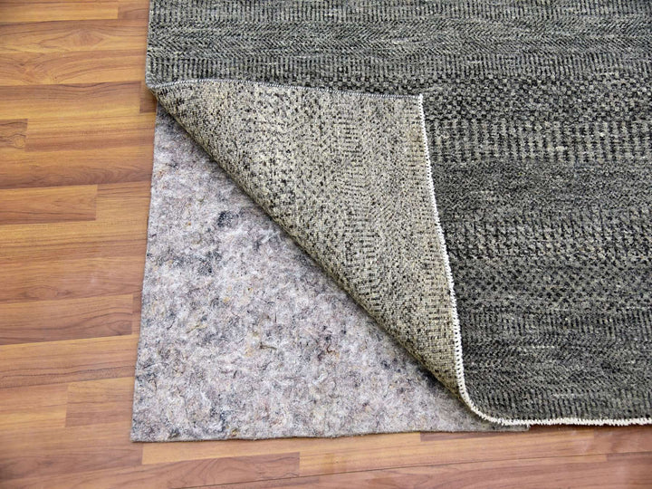 4'2" x 6'0" New Hand Knotted Grey Wool Rectangle Oriental Rug - MOA10279479