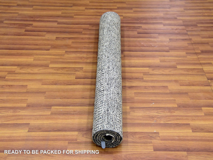 4'2" x 6'0" New Hand Knotted Grey Wool Rectangle Oriental Rug - MOA10279479