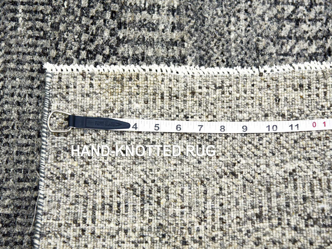 4'2" x 6'0" New Hand Knotted Grey Wool Rectangle Oriental Rug - MOA10279479