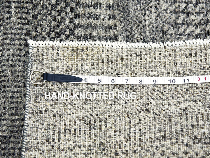 4'2" x 6'0" New Hand Knotted Grey Wool Rectangle Oriental Rug - MOA10279479