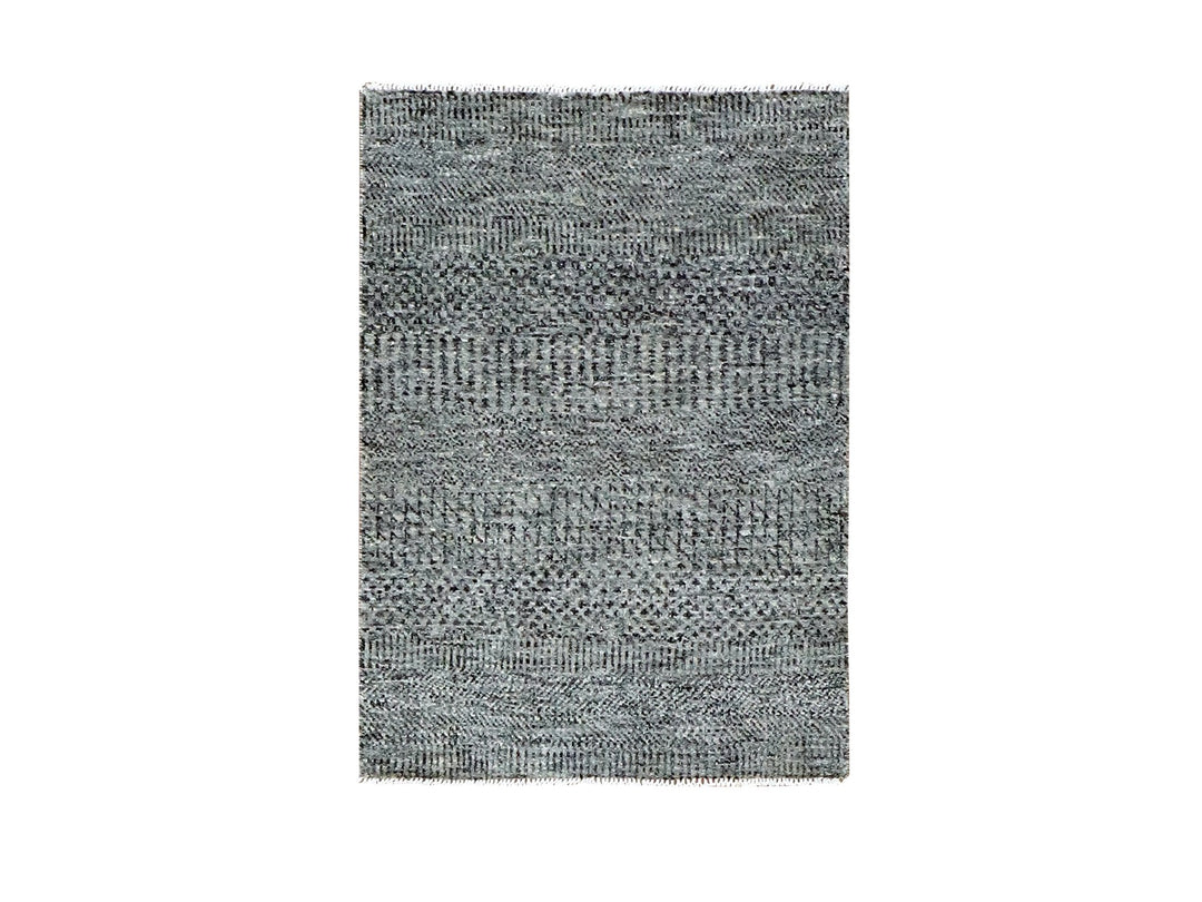 2'1" x 3'0" New Hand Knotted Grey Wool Rectangle Oriental Rug - MOA10279483
