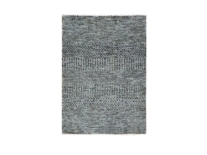 2'1" x 3'0" New Hand Knotted Grey Wool Rectangle Oriental Rug - MOA10279483