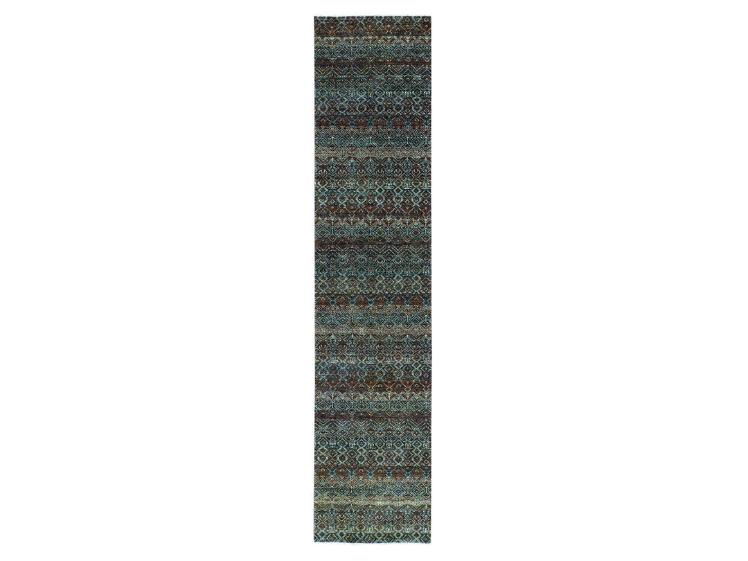 2'6" x 12'0" New Hand Knotted Brown Wool Runner Oriental Rug - MOA10279487