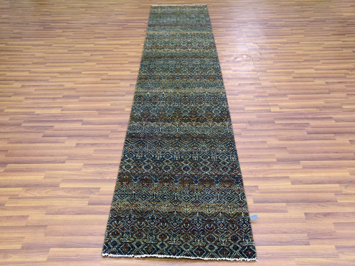 2'6" x 12'0" New Hand Knotted Brown Wool Runner Oriental Rug - MOA10279487
