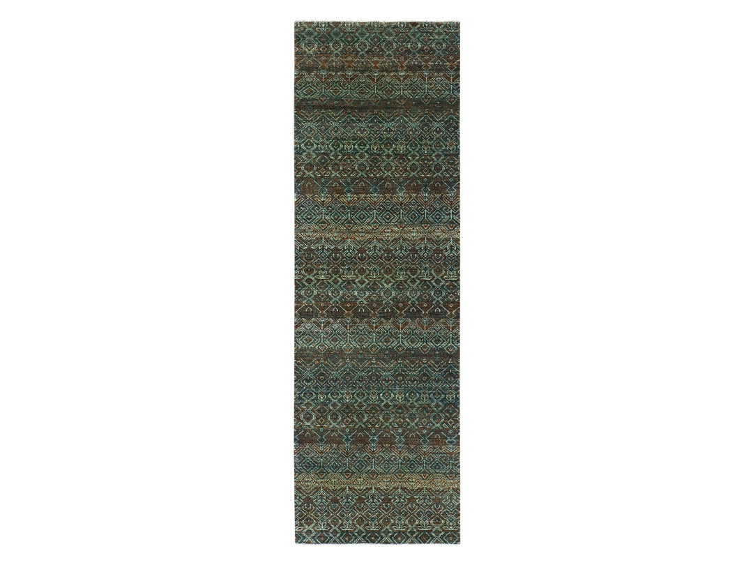 2'6" x 8'0" New Hand Knotted Brown Wool Runner Oriental Rug - MOA10279492