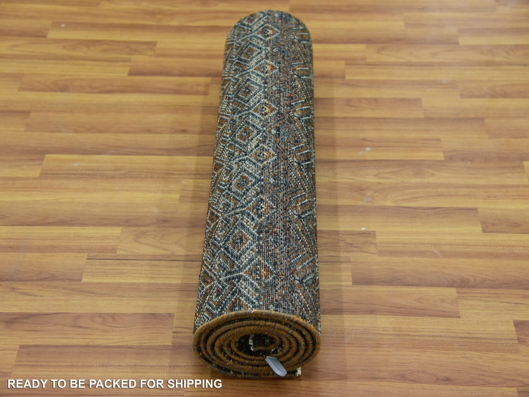 2'6" x 8'0" New Hand Knotted Brown Wool Runner Oriental Rug - MOA10279492