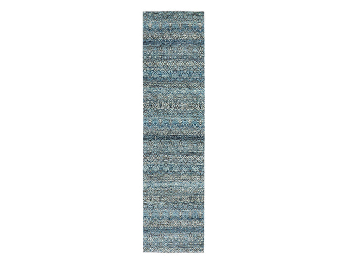 2'6" x 10'0" New Hand Knotted Blue Wool Runner Oriental Rug - MOA10279493