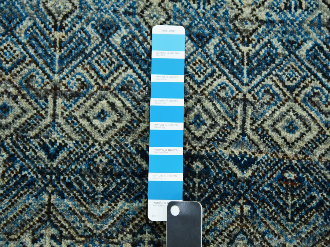 2'6" x 10'0" New Hand Knotted Blue Wool Runner Oriental Rug - MOA10279493