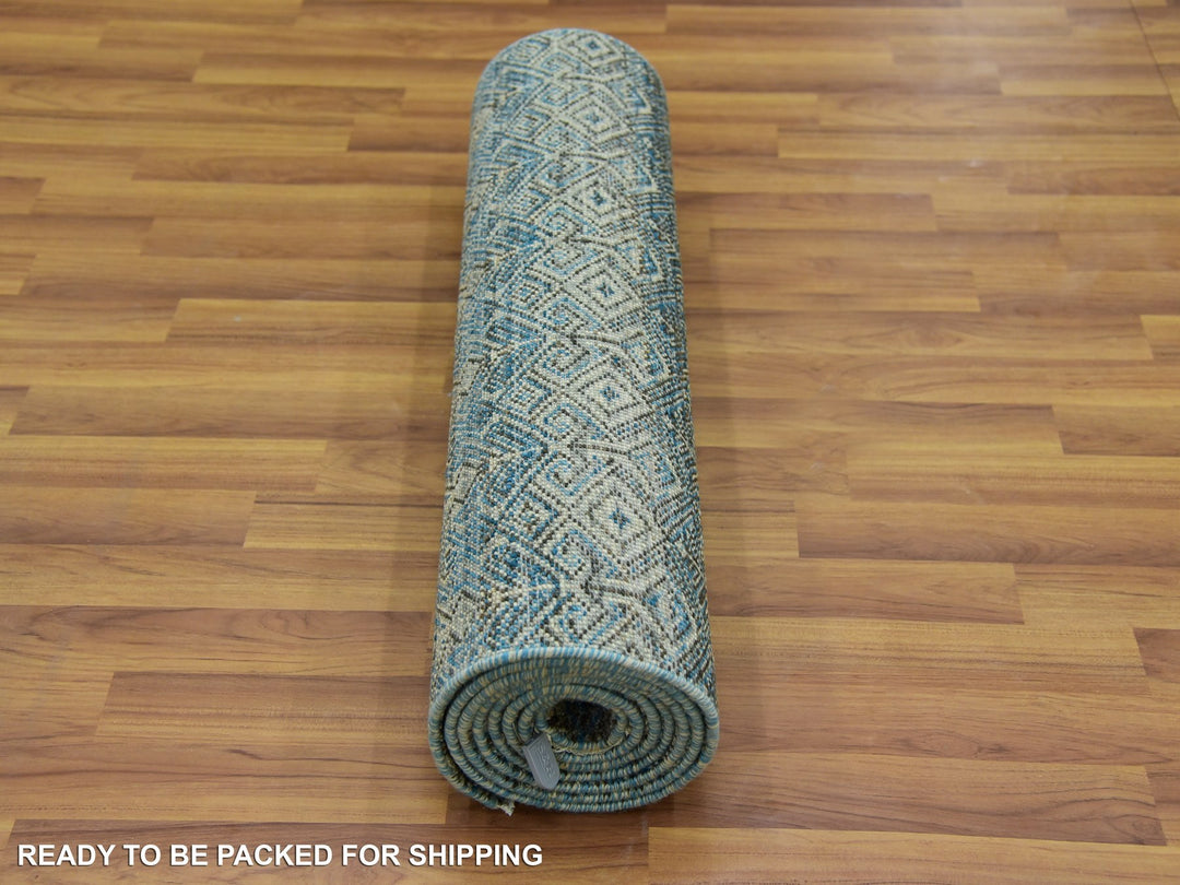 2'6" x 10'0" New Hand Knotted Blue Wool Runner Oriental Rug - MOA10279493
