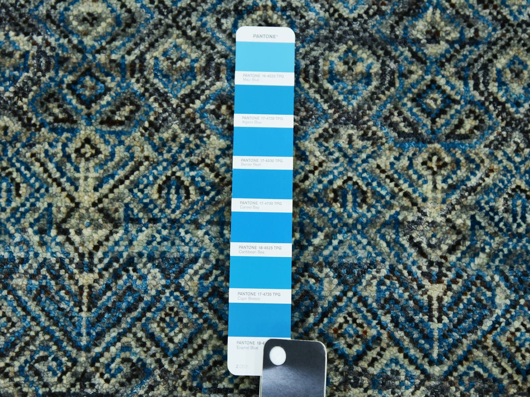 2'6" x 10'0" New Hand Knotted Blue Wool Runner Oriental Rug - MOA10279494