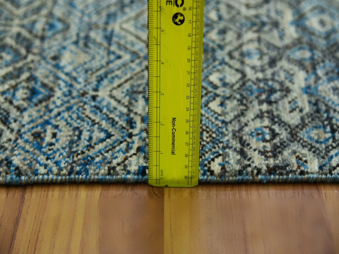 2'6" x 10'0" New Hand Knotted Blue Wool Runner Oriental Rug - MOA10279494