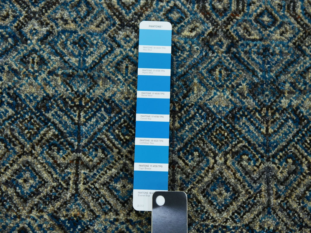 2'6" x 12'0" New Hand Knotted Blue Wool Runner Oriental Rug - MOA10279495