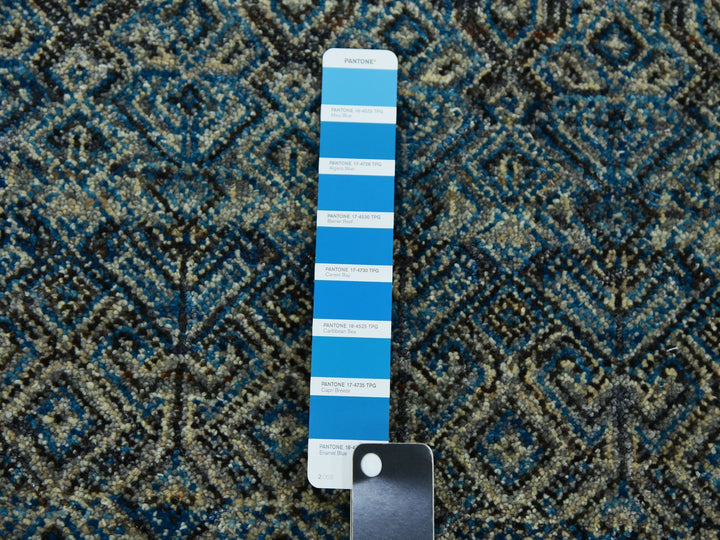 2'6" x 12'0" New Hand Knotted Blue Wool Runner Oriental Rug - MOA10279495