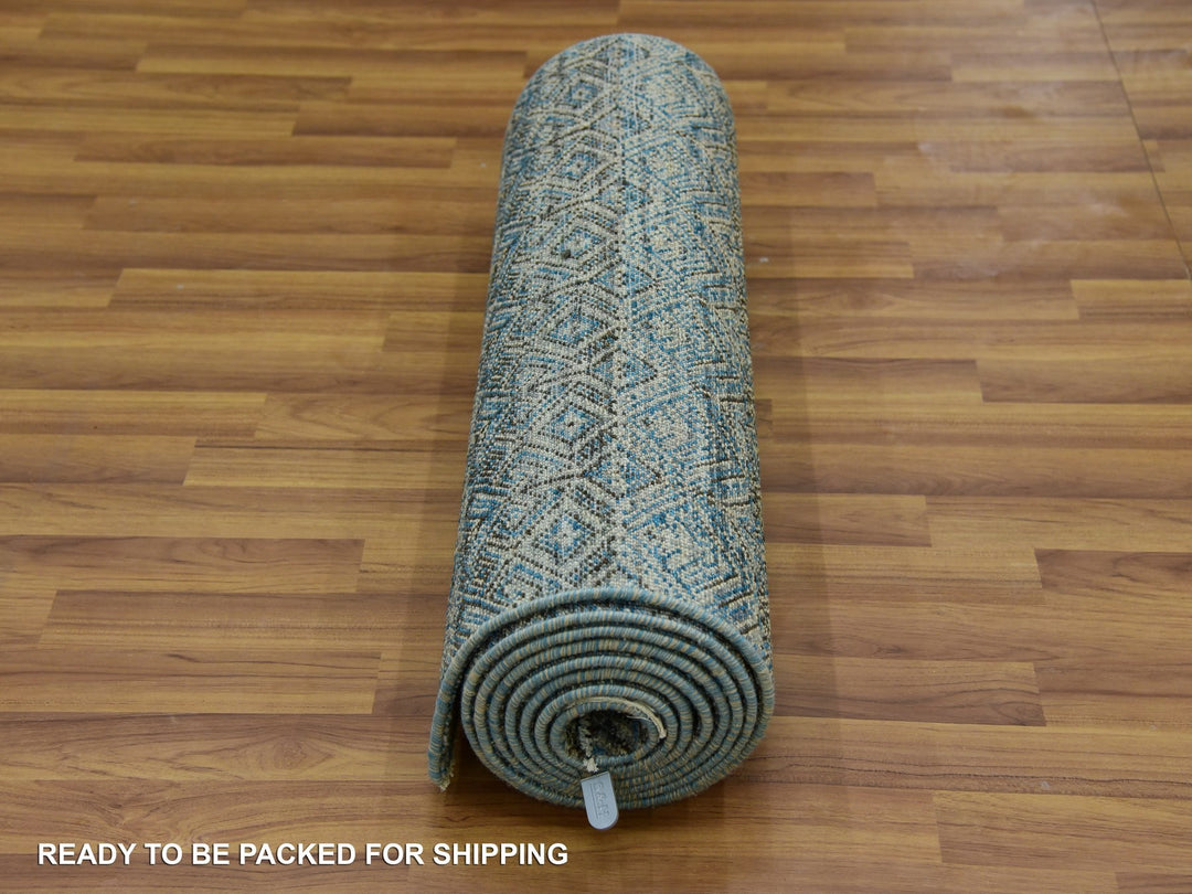 2'6" x 12'0" New Hand Knotted Blue Wool Runner Oriental Rug - MOA10279495