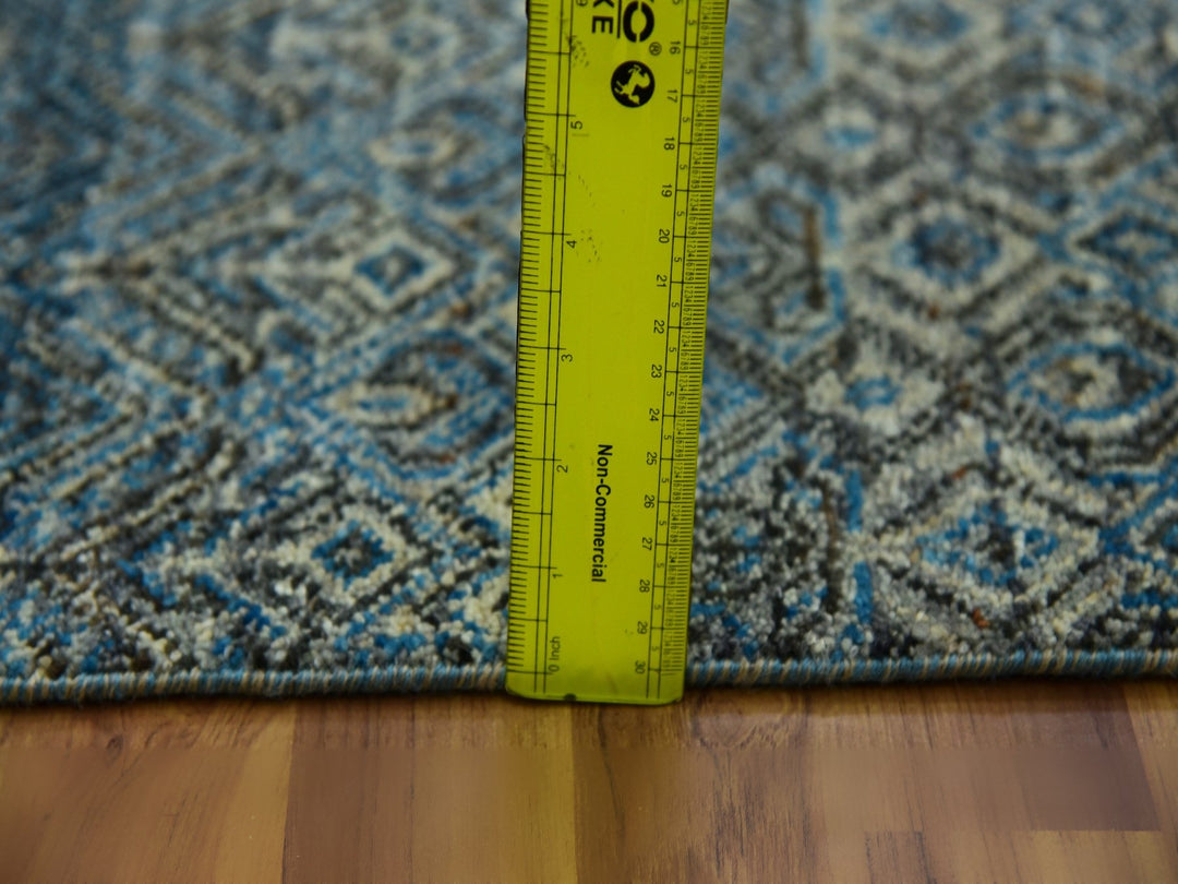 2'6" x 12'0" New Hand Knotted Blue Wool Runner Oriental Rug - MOA10279495