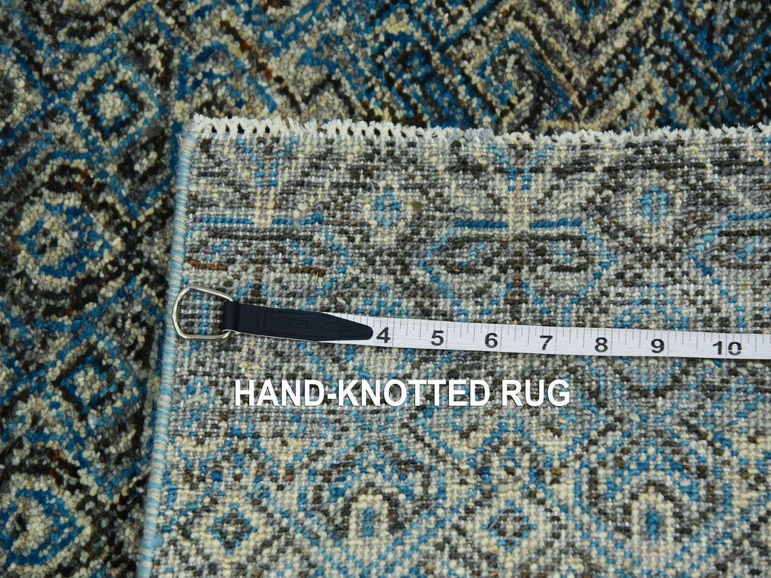 2'6" x 12'0" New Hand Knotted Blue Wool Runner Oriental Rug - MOA10279495