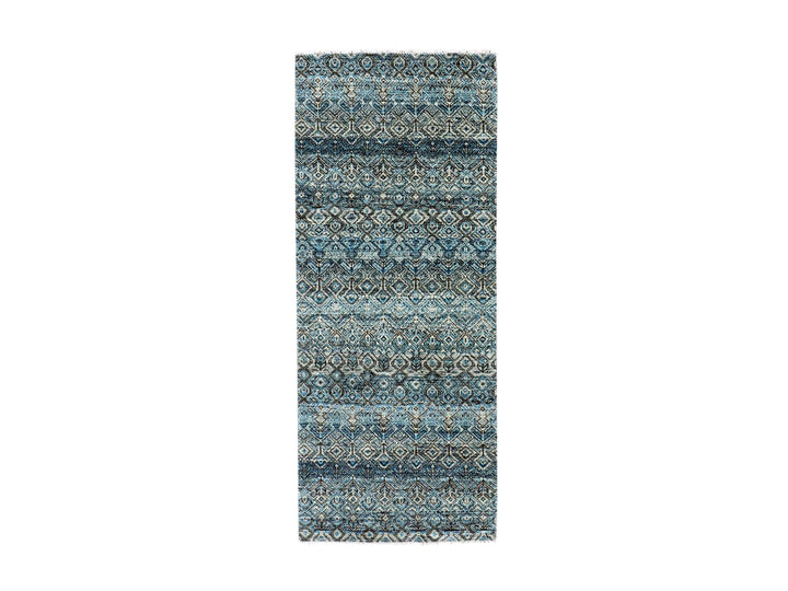 2'6" x 6'2" New Hand Knotted Blue Wool Runner Oriental Rug - MOA10279497