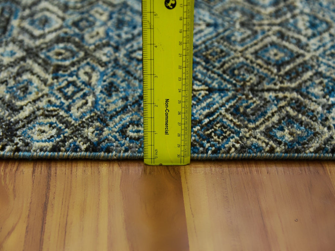 2'6" x 6'2" New Hand Knotted Blue Wool Runner Oriental Rug - MOA10279497