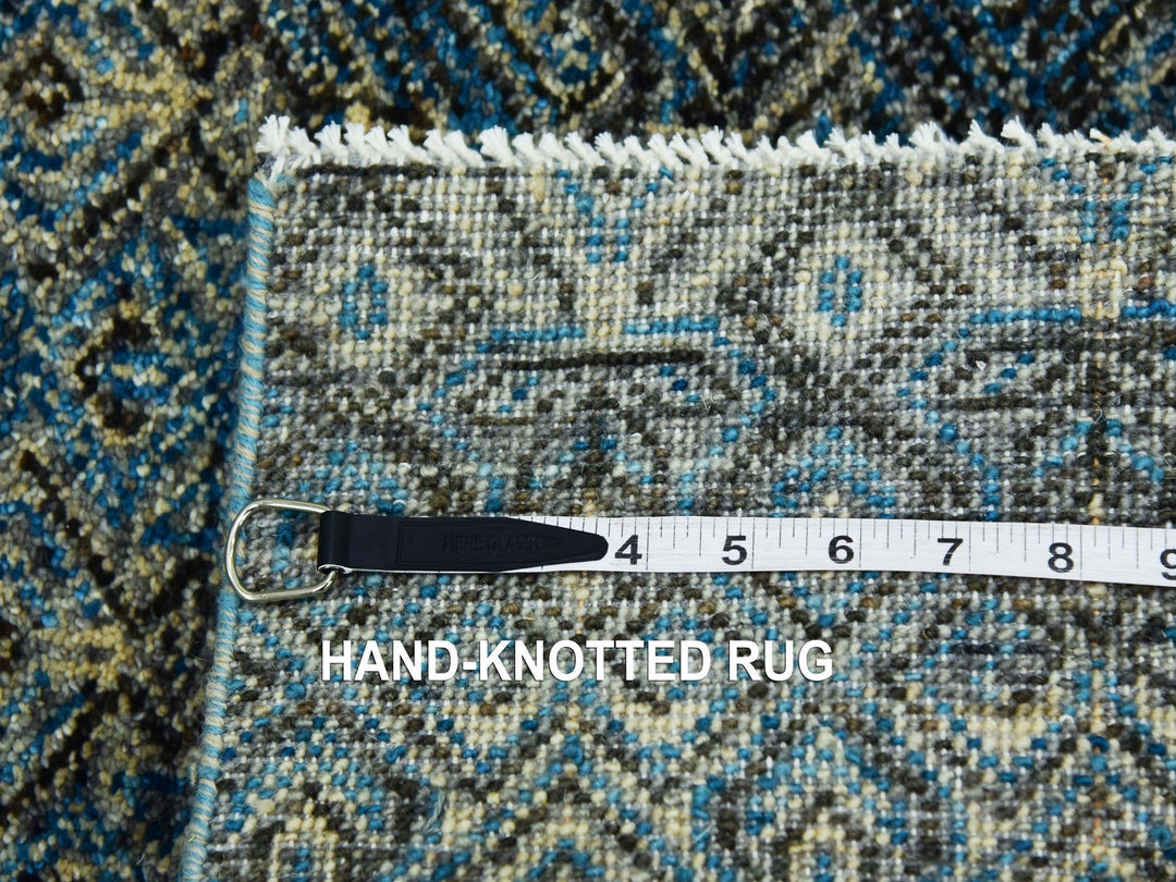 2'6" x 6'2" New Hand Knotted Blue Wool Runner Oriental Rug - MOA10279497