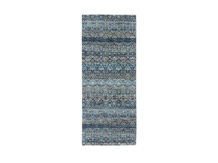 2'6" x 6'1" New Hand Knotted Blue Wool Runner Oriental Rug - MOA10279498